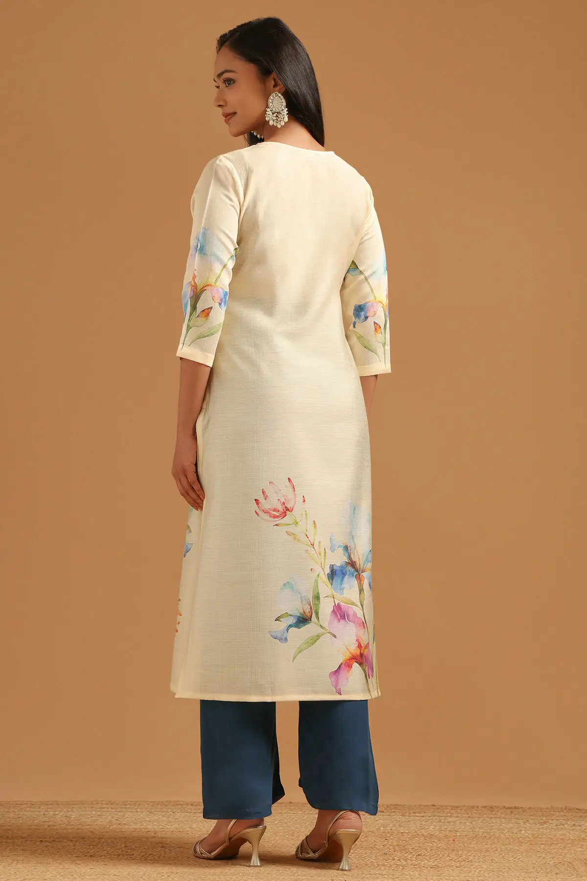 Light Yellow Desert Storm Botanical Printed Kurta